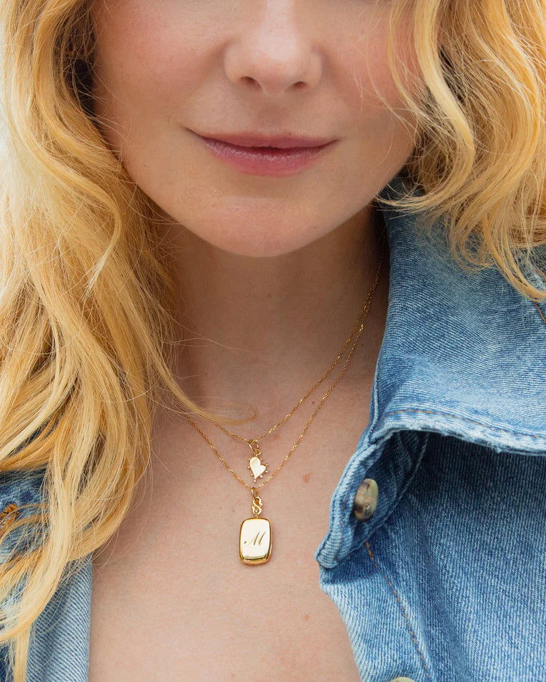 Britt Slim Rectangle Locket in 18K Yellow Gold, 17-18" chain