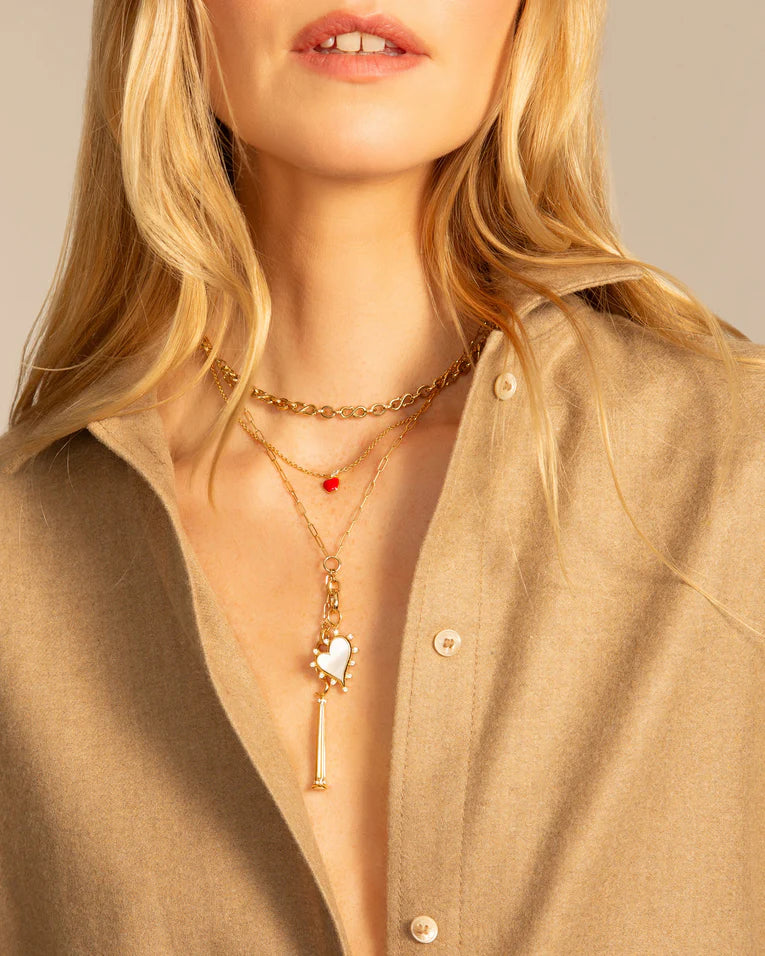 Design Your Own Paperclip Link Chain 2 Station Charm Necklace in 18K Yellow Gold, 18" chain