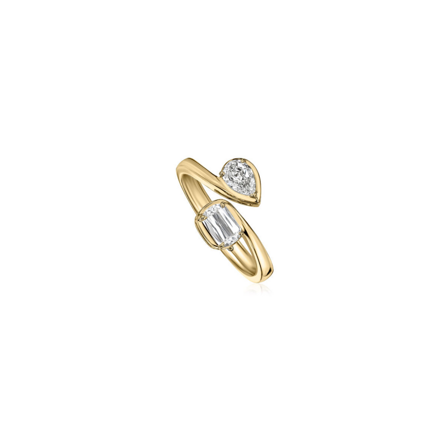 Love Lux 0.68ct Crisscut L'amour Diamond Toi et Moi Ring in 14K Yellow Gold, Size 6.5