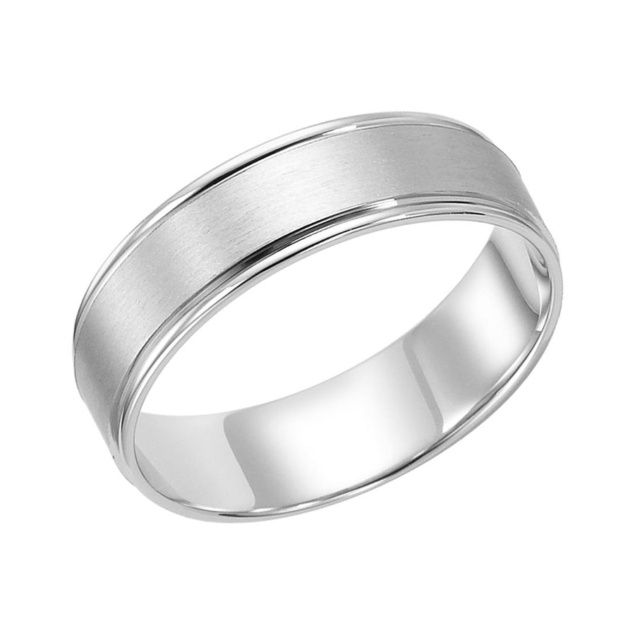 Flat Round Edge Wedding Band in 14K White Gold, Size 10