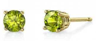 Peridot 14K Yellow Gold Stud Earrings