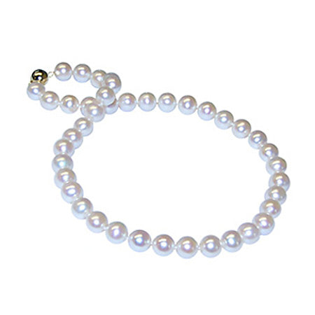14K WHITE GOLD 9-10MM FRESHWATER PEARLS 18" STRAND NECKLACE