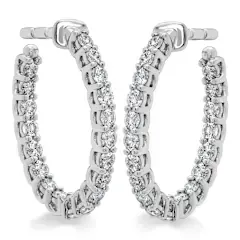 Signature 0.61-0.71ct Diamond Oval Inside/Out Hoop Earrings in 18K White Gold