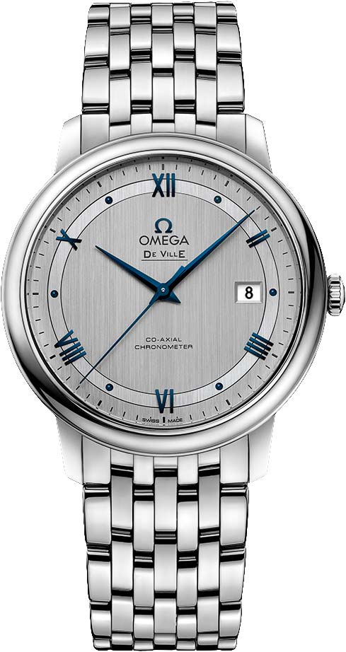 39mm Omega Deville Prestige Watch with Silver Dial in Stainless Steel, Bracelet