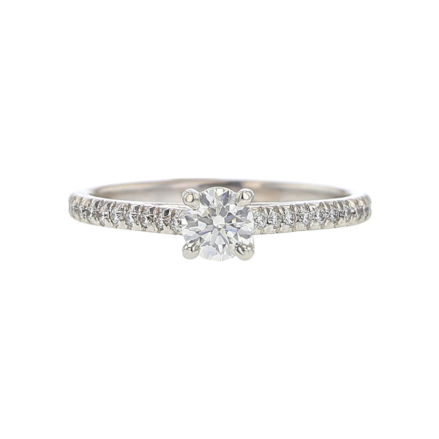 18KW/PLAT 1 RD DIA=0.337CT INSCR HOF156865 AND 30 FC DIA=0.18CT ENGAGEMENT RING, SZ 6