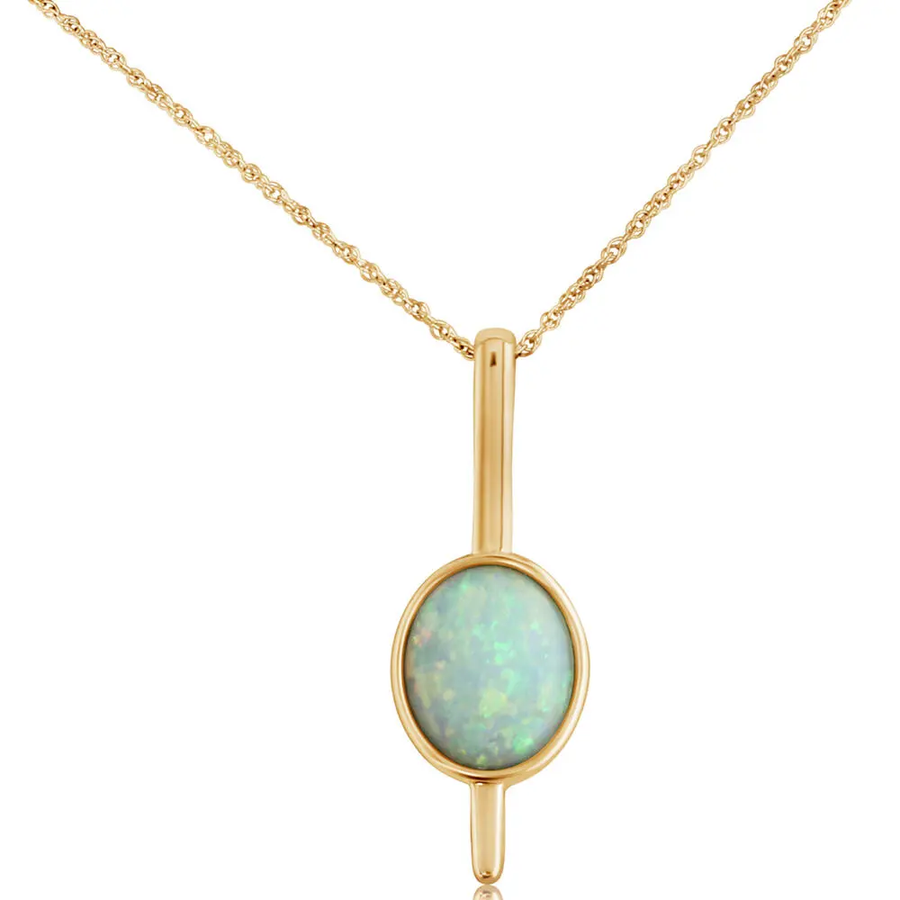 1.48Ct Australian Opal Bezel Pendant only in 14k Yellow Gold