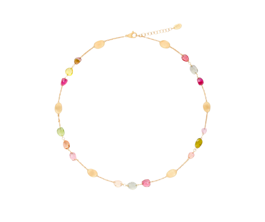 Lunaria Multi Colored Tourmaline Necklace in 18K Yellow Gold 16.5"