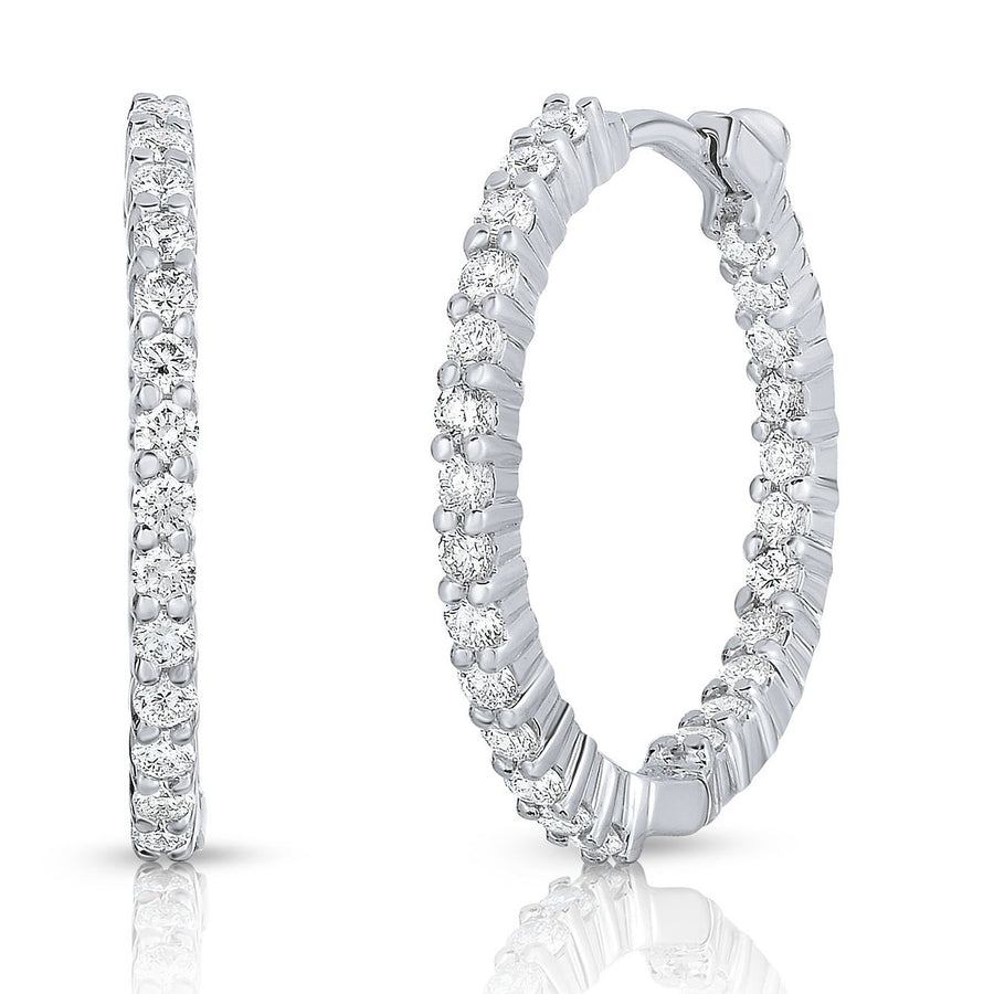 Perfect Diamond 1.00ct Diamond 22mm Hoop Earring in 18K White Gold