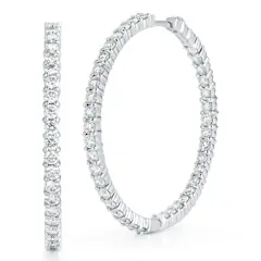Perfect Hoop 3.45ct Diamond Large Inside Outside Earrings in 18K White Gold