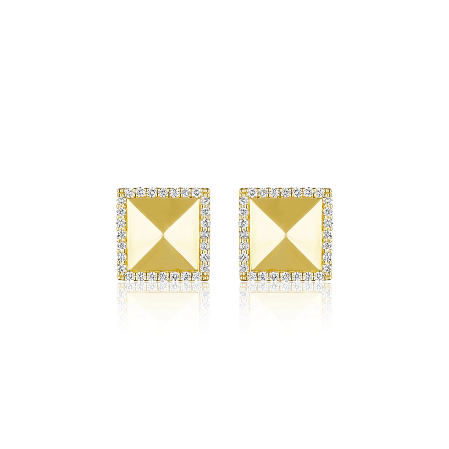 Rockstud 0.28ct Diamond Pyramid Stud Earrings in 18K Yellow Gold