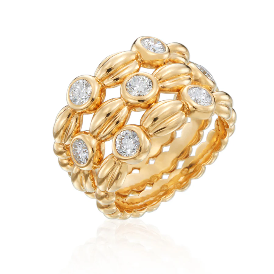 Nutmeg 0.78Ct Diamond Stacked Ring in 18k Yellow Gold