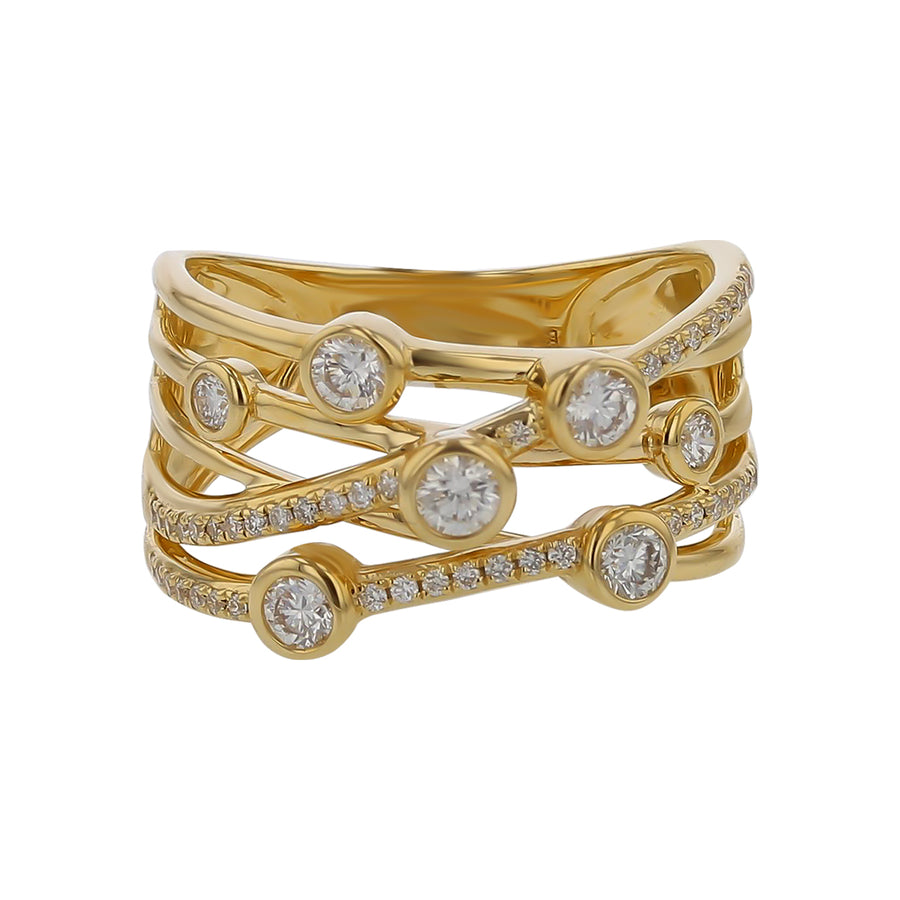 0.51ct Diamond Prong and Bezel Set Band in 14K Yellow Gold, Size 6