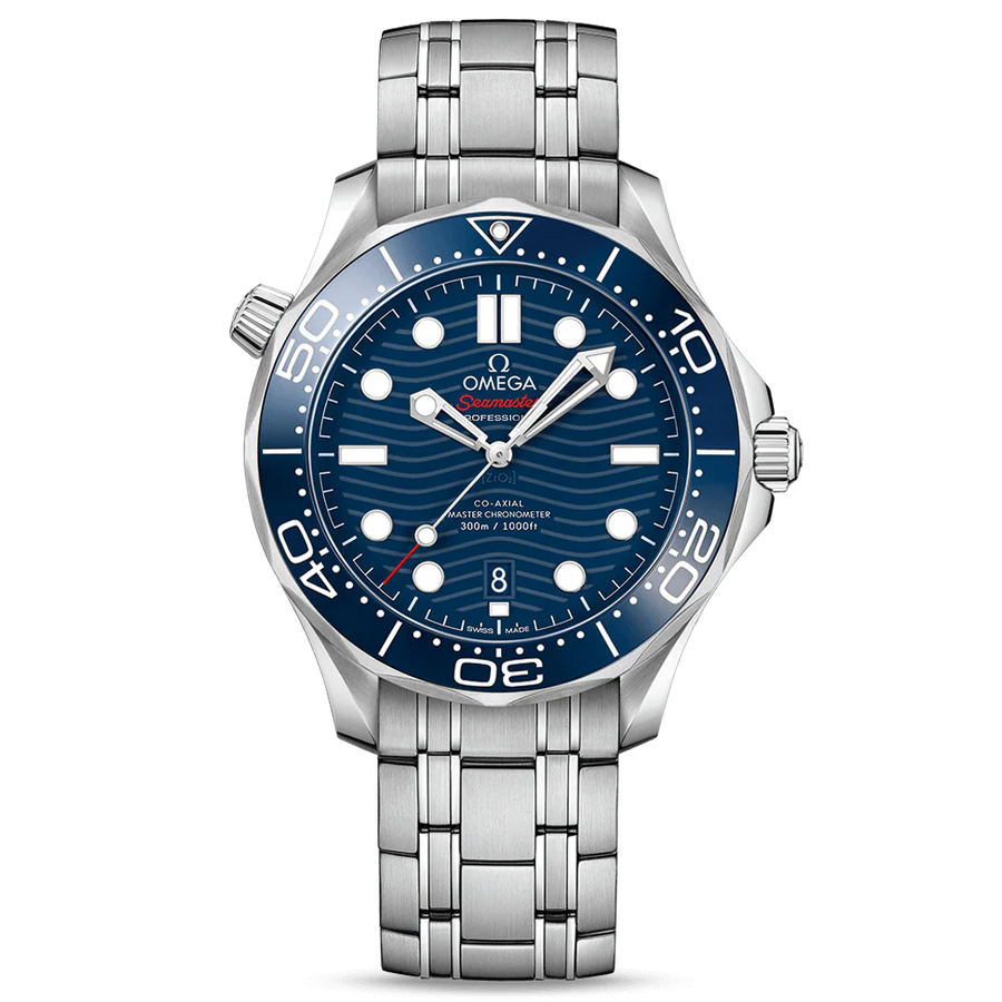 42mm Omega Seamaster Watch with Blue Dial in Stainless Steel, Bracelet