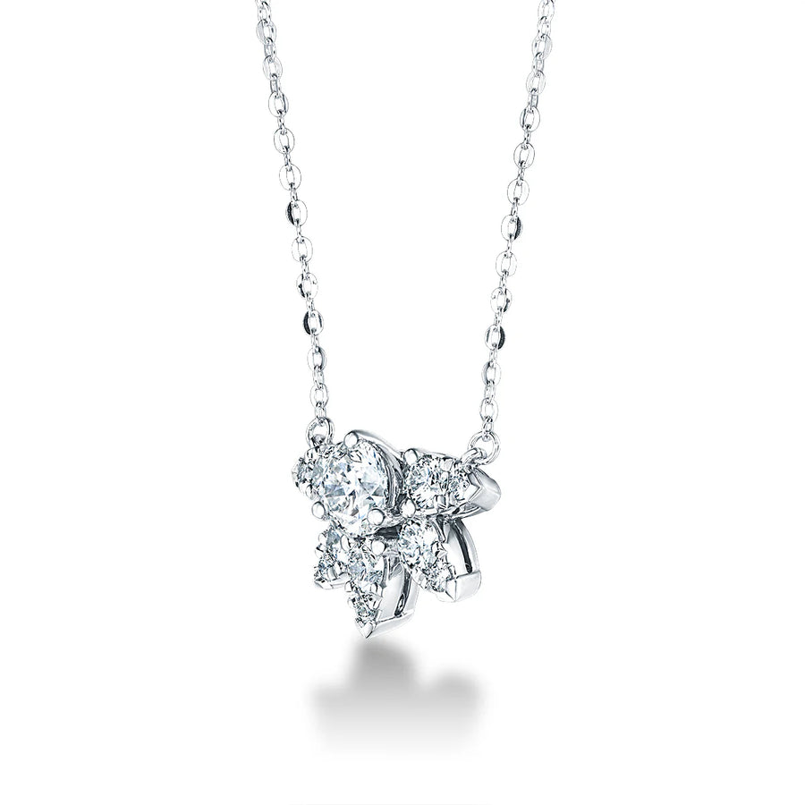 Aerial 0.60-0.70ct Diamond Sunburst Necklace in 18K White Gold, 18" chain