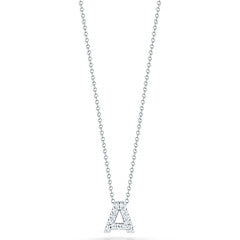 Tiny Treasures 0.06ct Diamond Love Letter "A" Pendant in 18K White Gold, 16-18" chain