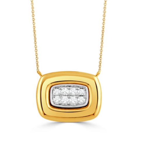 0.17ct Diamond Bezel Necklace in 18K Yellow and White Gold, 18"
