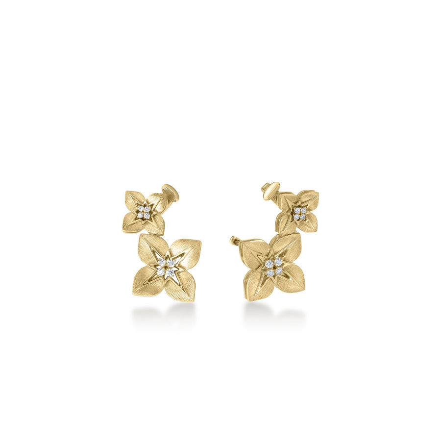 Aurora 0.08ct Diamond Climber Earrings in 18K Yellow and White Gold
