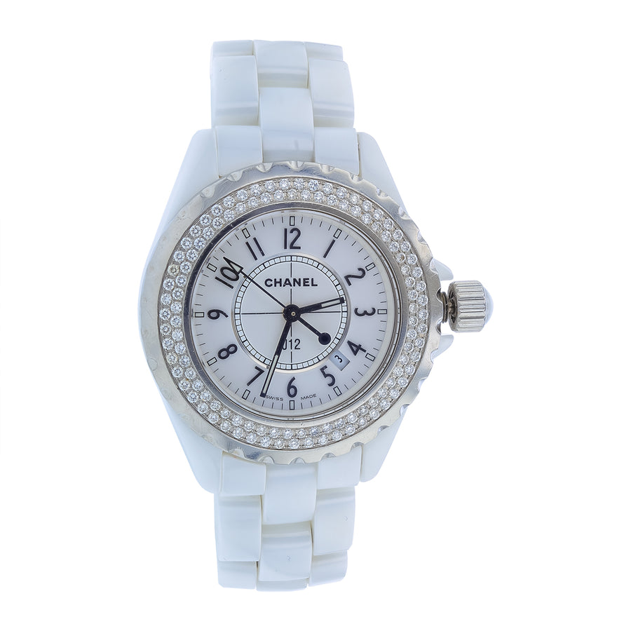 33mm Chanel Watch with White Dial in Ceramic and Stainless Steel, Bracelet