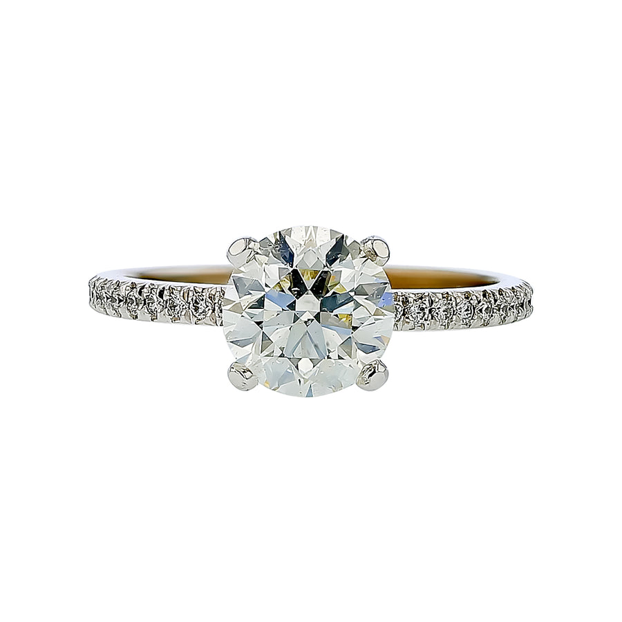 1.50ct Round Brilliant and 0.20ct Diamond Ring in 14K White Gold and Platinum, size 6