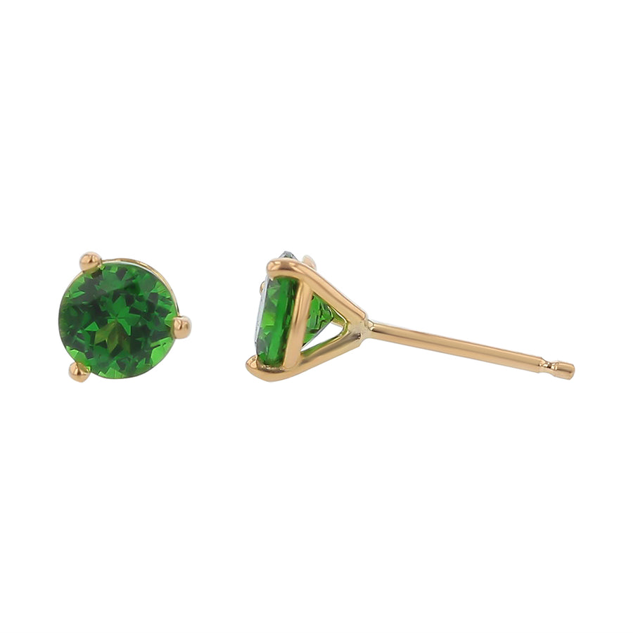1.32ct Round Kenyan Tsavorite Garnet Stud Earrings in 18k Yellow Gold