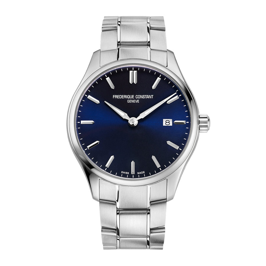 40mm Classic Watch with Blue Diamond in Stainless Steel, Bracelet