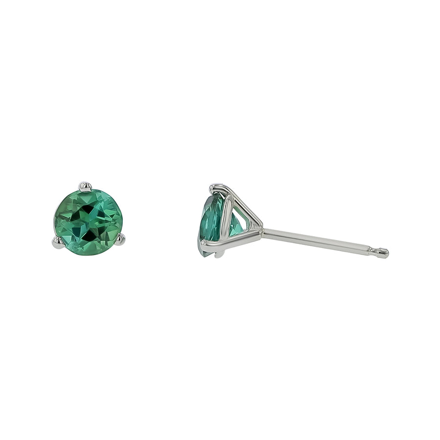 0.89ct Round Tourmaline Stud Earrings in 18K White Gold