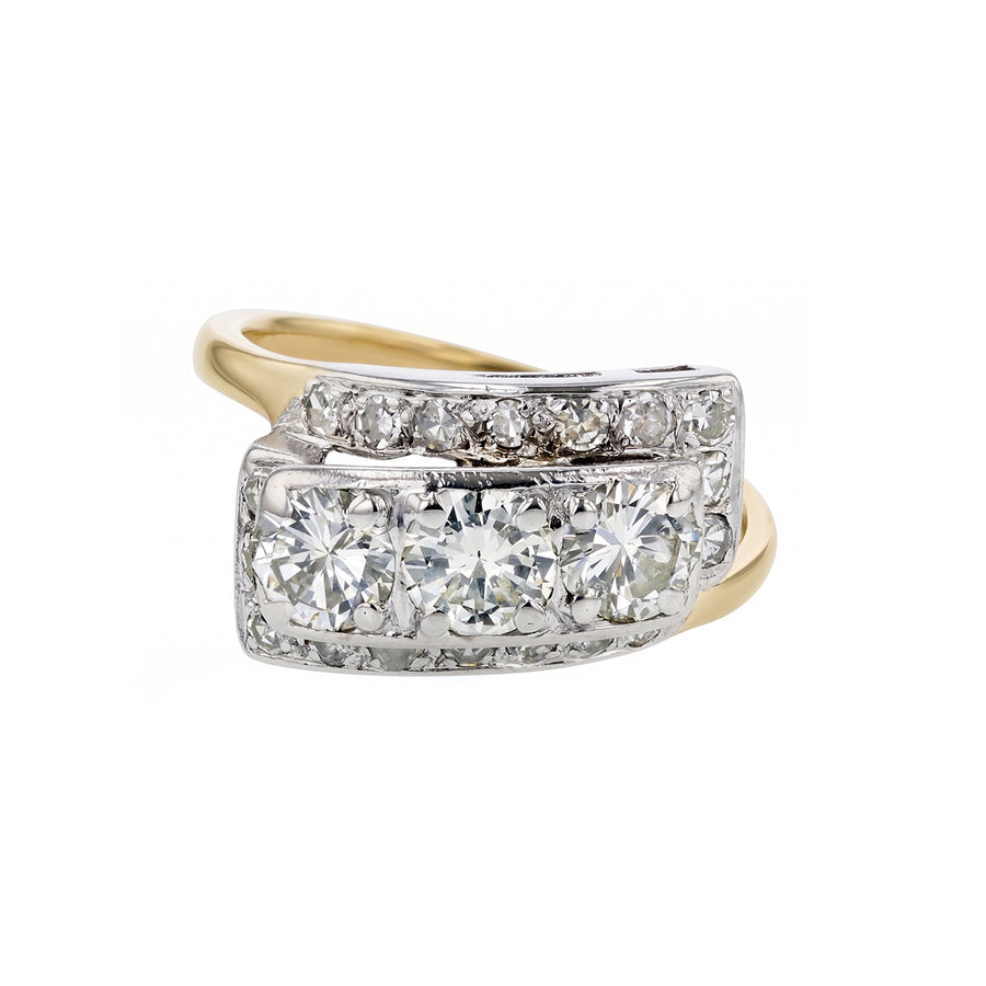 1.50ct Diamond and 0.14ct Diamond Bypass Ring in 14K Yellow Gold size 8.75