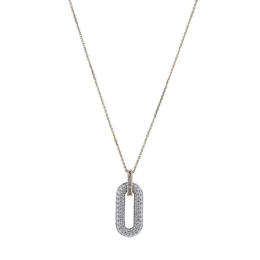 1.61ct Round and Baguette Diamond Pendant in 14K Yellow Gold, 16" chain
