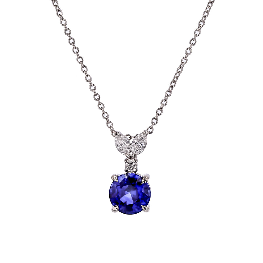 2.36ct Sri Lankan Sapphire and 0.30ct Diamond Pendant in Platinum, 18" chain