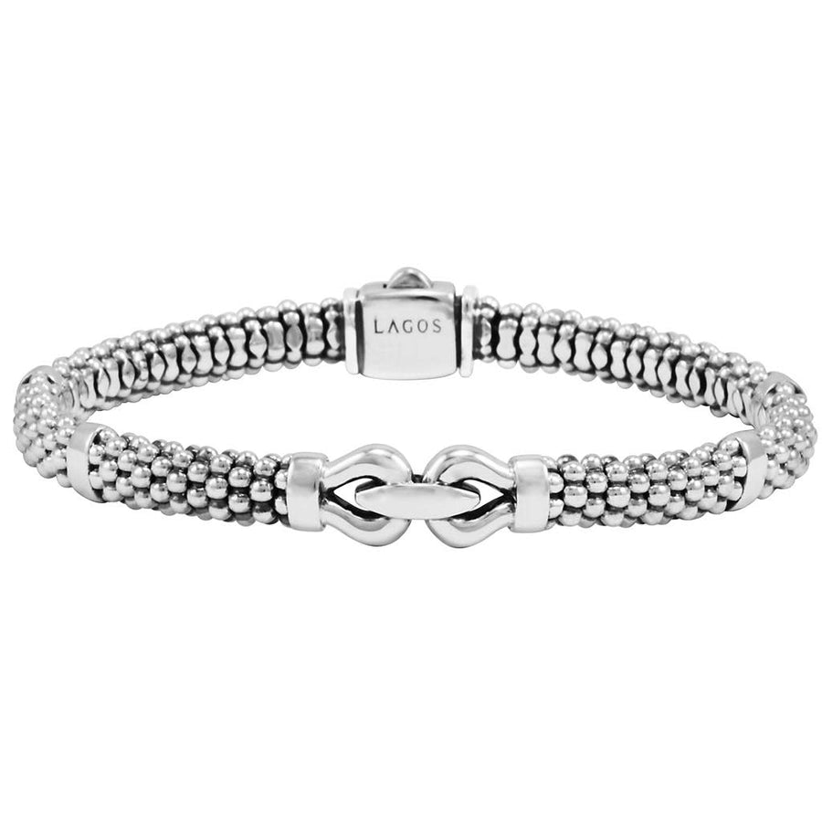 Derby Caviar Buckle Bracelet in Sterling Silver, Size 7inch