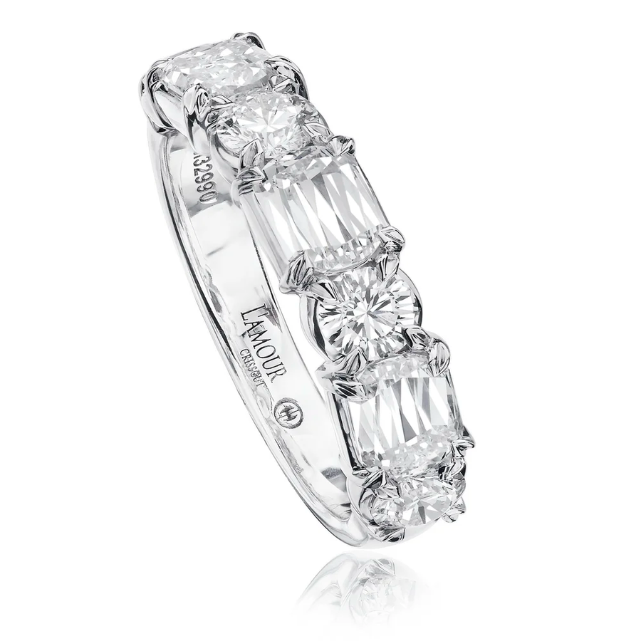 1.03ct L'amour Crisscut Diamond G/SI1 Alternating Band in 14K White Gold, Size 6.5