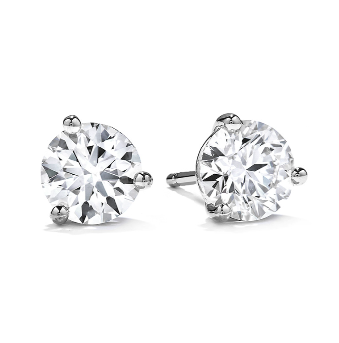 2.95-3.05ct Diamond 3 Prong Stud Earrings in 18K White Gold