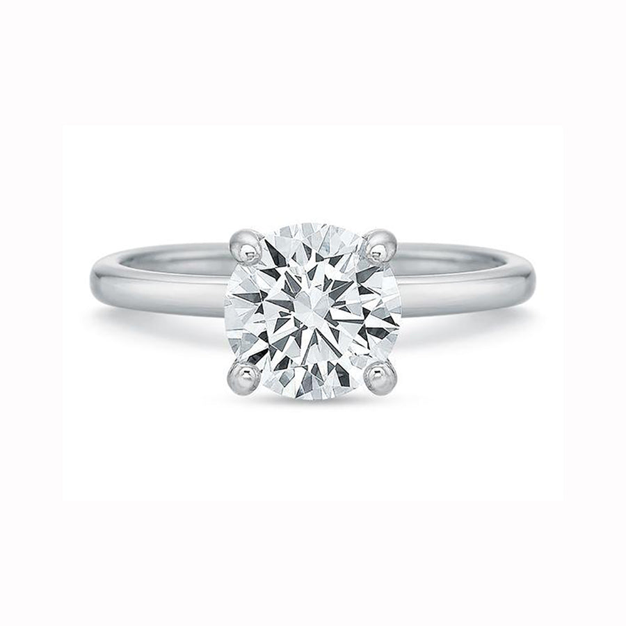 Modern Classic 1.8mm Solitaire Ring Semi Mount in 18K White Gold and Platinum with 1.00ct Round CZ Center, size 6