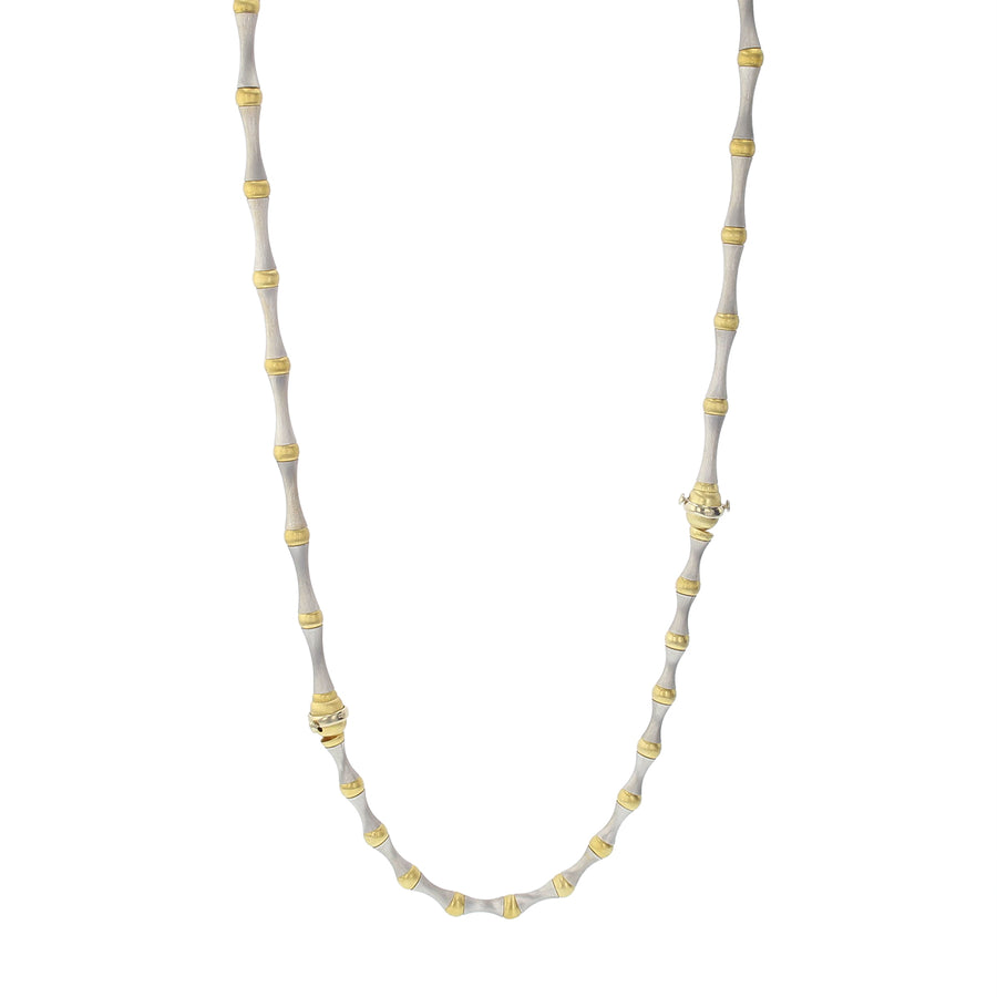 Tapered Necklace with 7.5" Detachable Bracelet in 14K White and Yellow Gold, 24"