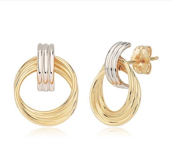 Small Doorknocker Earrings in 18k Yellow and White Gold