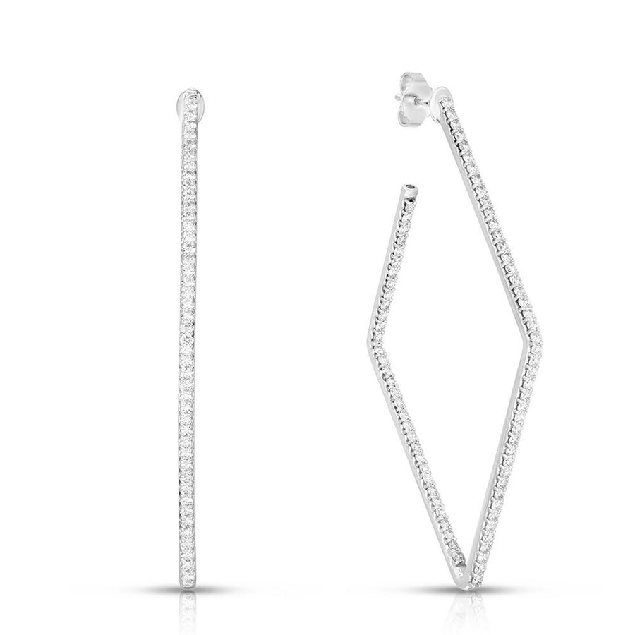 0.84ct Diamond Small Square Hoop Earrings in 18K White Gold