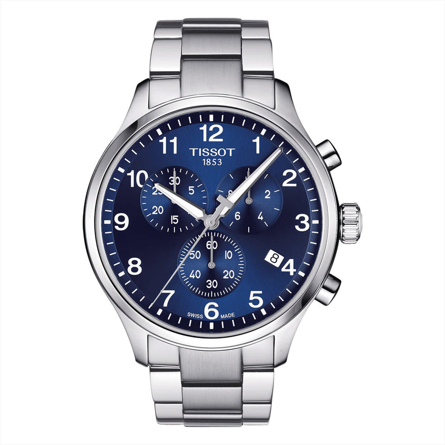 45mm Chrono XL Classic Watch with Blue Dial in Stainless Steel, Bracelet