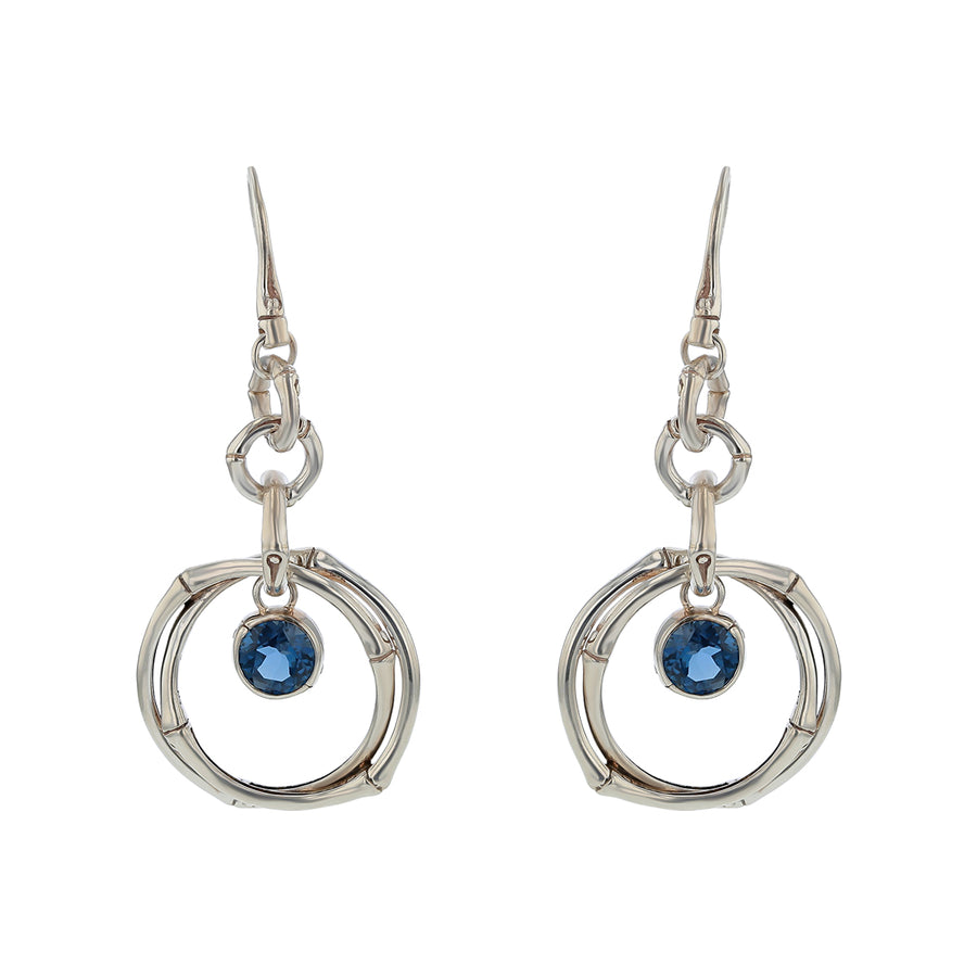 John Hardy Bamboo Blue Topaz Interlocking Circle Earrings in Sterling Silver