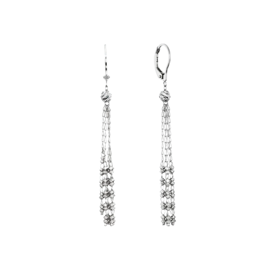 Starspun Tassel Drop Earrings in Platinum