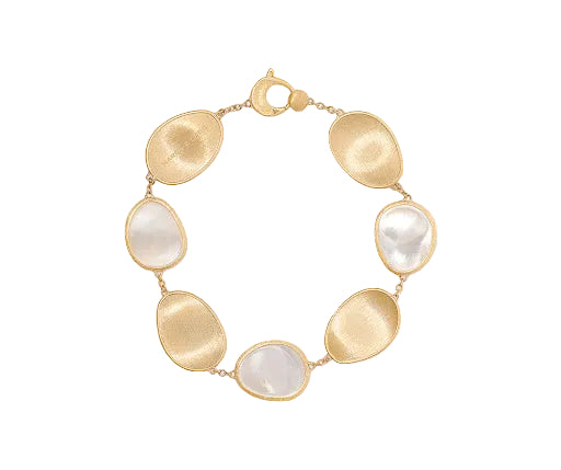 Lunaria Mother of Pearl Bracelet in 18K Yellow Gold 7"