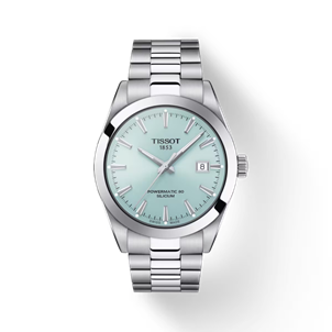 40MM GENTLEMEN POWERMATIC 80 SILICIUM SS AUTO 100M WAT RES ICE BLUE DIAL SMOOTH BEZEL BRCLT W/ DPLY