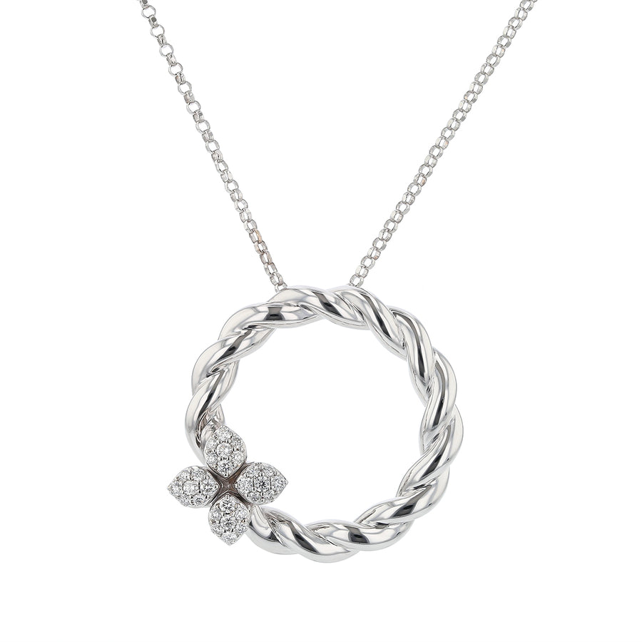Love in Verona 0.30ct Diamond Twist Pendant in 18K White Gold, 17" chain
