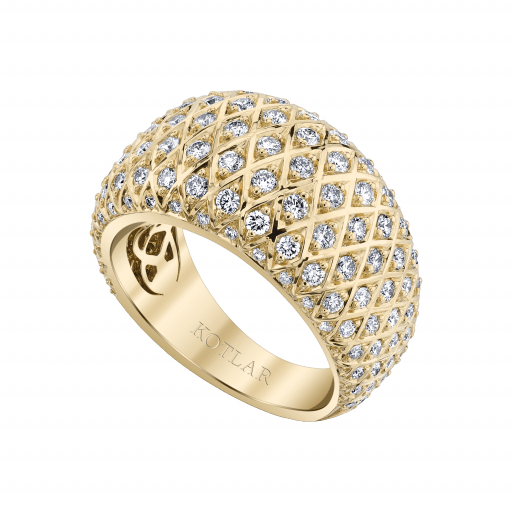 Artisan Pave Bombay 1.47ct Diamond Criss Cross Band in 18K Yellow Gold, Size 5.5