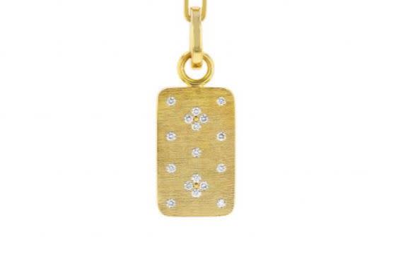 Venetian Princess 0.15ct Diamond Dog Tag Pendant in 18K Yellow Gold, without chain