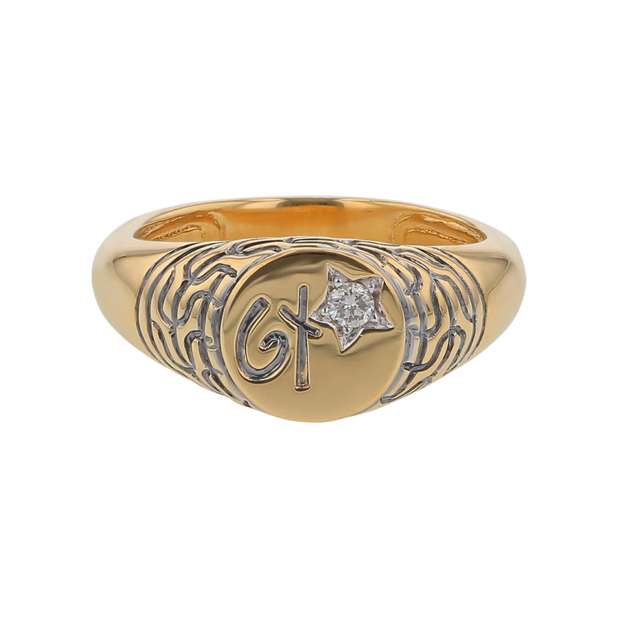 0.02ct Diamond John Hardy Pinky Ring in 18K Yellow Gold, Size 4