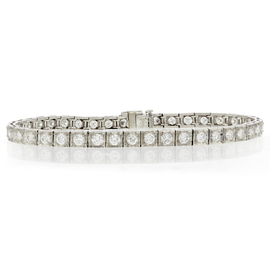 PLATINUM 40 ROUND DIAMONDS=3.20CT TENNIS 7" BRACELET