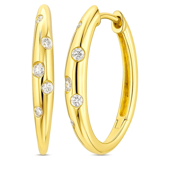 0.18ct Diamond Hoop Earrings in 14K Yellow Gold