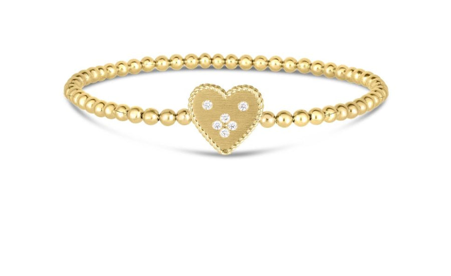 Venetian Princess 0.08Ct Diamond Heart Bracelet in 18K Yellow Gold