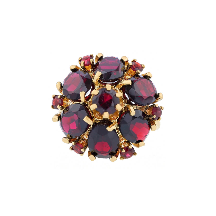 Garnet Cluster Ring in 14K Yellow Gold size 6.75