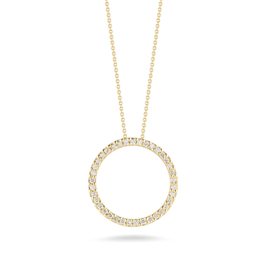 0.26Ct Diamond Tiny Treasure Circle Pendant in 18K Yellow Gold on Chain, 18" chain